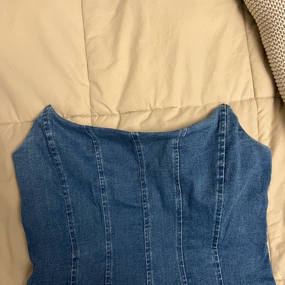 Fashion Nova Denim Strapless Dress - Picture 3 of 7